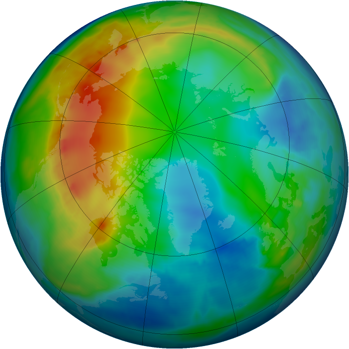 Arctic ozone map for 01 December 2008